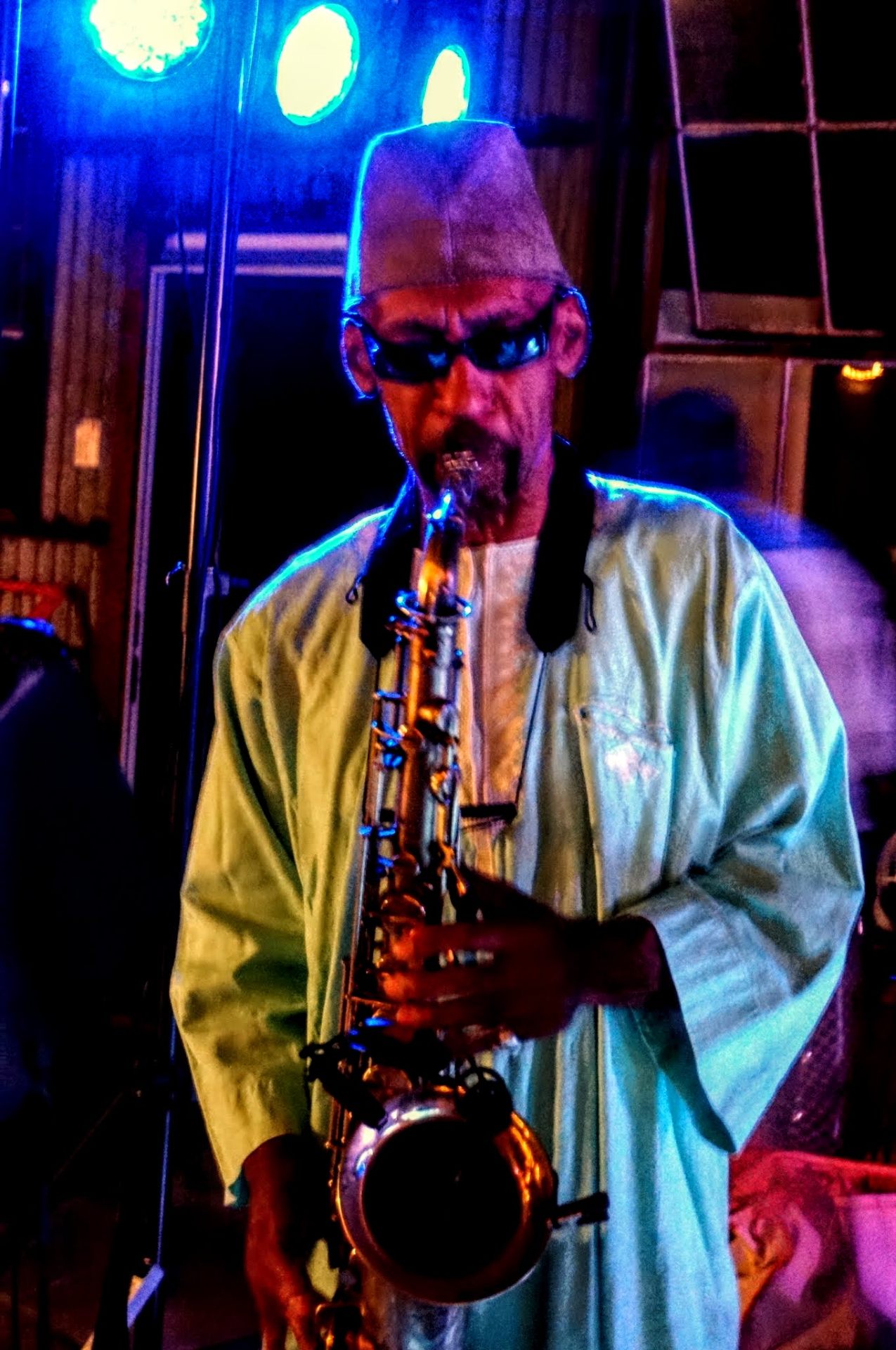 Sax under the blue lights